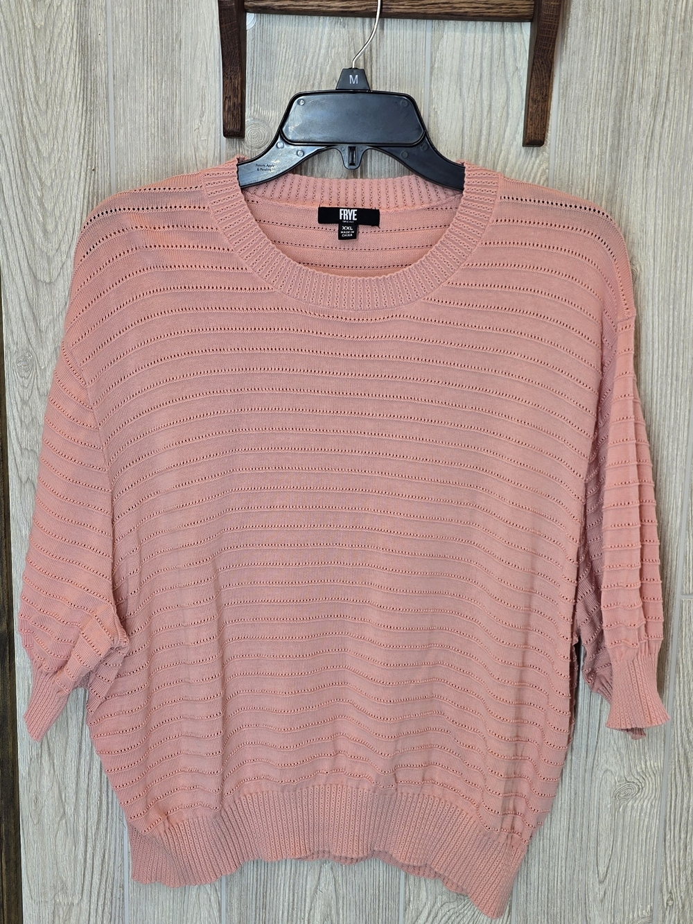 FRYE Women's Pink Short-Sleeve Pointelle Sweater